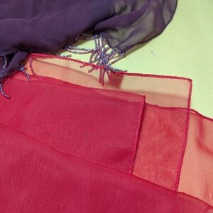 Sheer Red and Purple Scarf Set